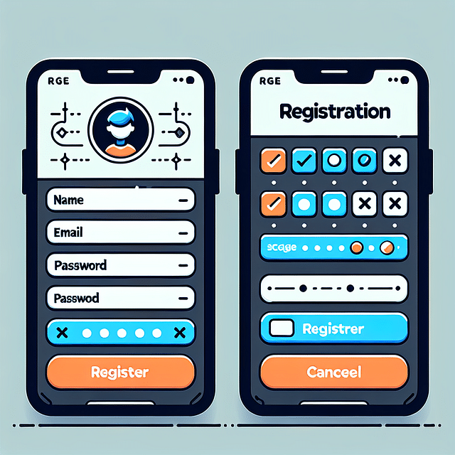 user registration screen on mobile app