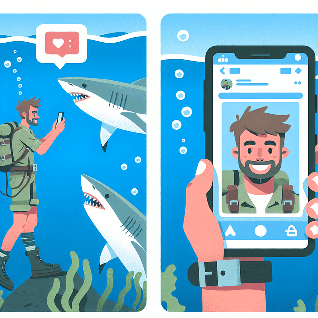 sharing shark encounter on social media