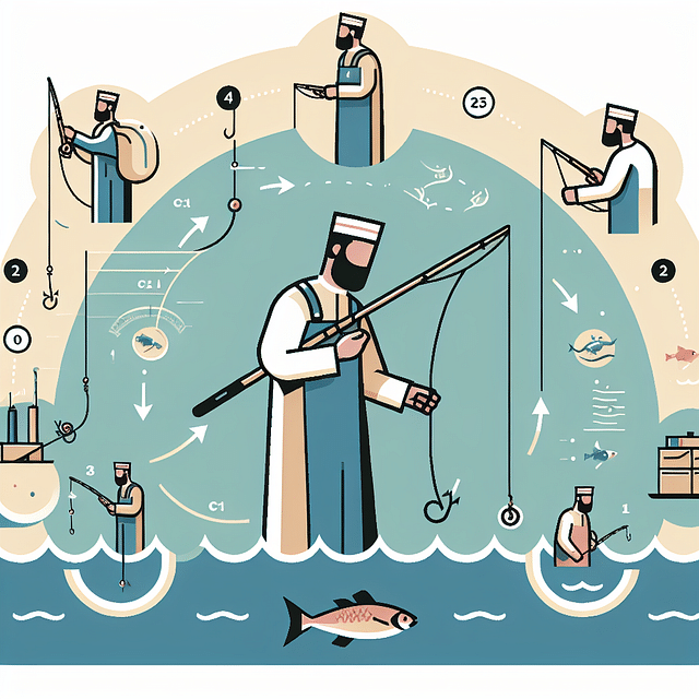 fisherman using pole-and-line fishing method