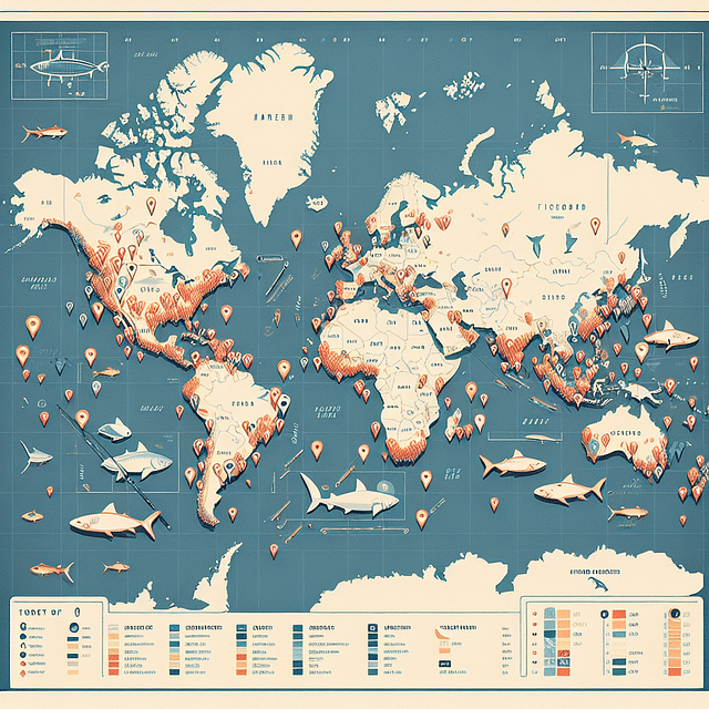 map of shark habitats and fishing hotspots